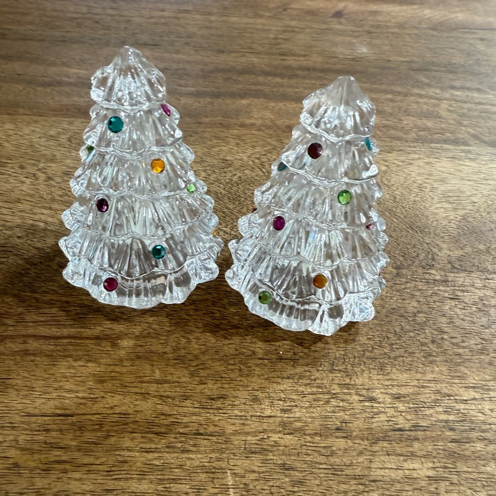 LENNOX crystal Christmas Tree salt, and pepper shakers